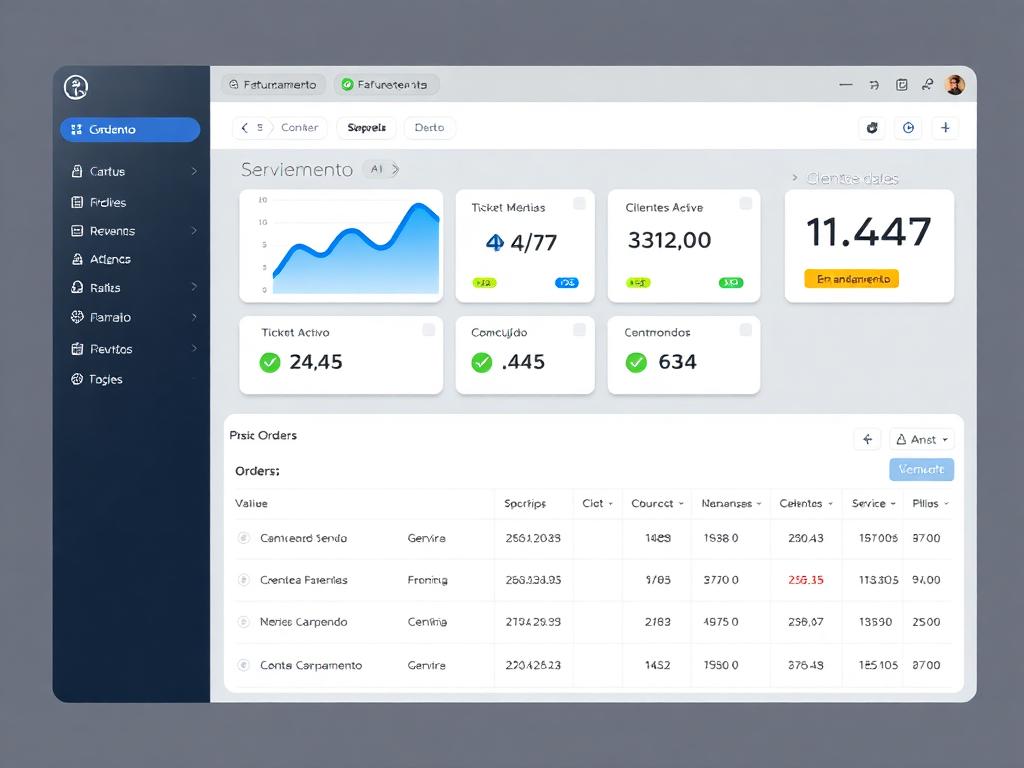 Painel do ApexERP com gráficos, KPIs e ordens de serviço